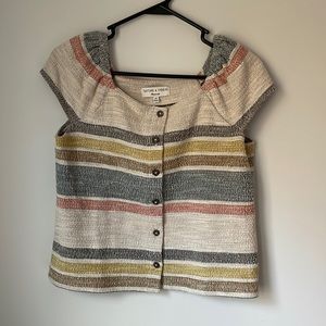 Madewell striped button up short sleeve top
